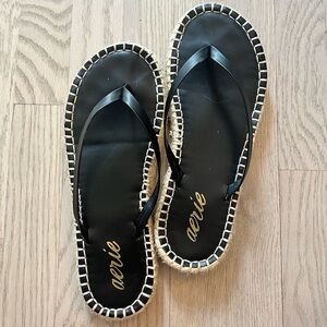 Aerie Black Espadrille Flip Flop Sandals